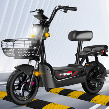 byuebike新国标脚踏板助力车14寸真空胎双人电动自行车两轮代步锂电