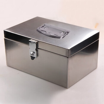 腾圣 quanshe带锁不锈钢盒子长方形家用零钱盒摆摊放钱的收纳盒可上锁