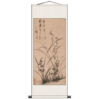 雅居张大千水墨荷花花鸟画山水国画丝绸画挂画字画仿古卷轴画 明 文彭