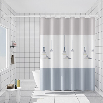 窗帘杆浴帘杆淋浴房挡水隔断帘子万家灯火套装宽150高18016杆环绑带