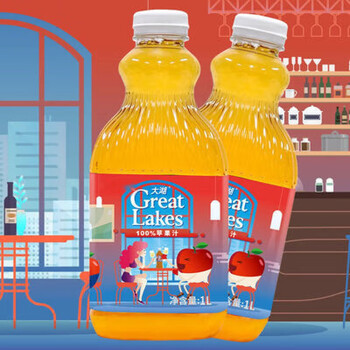 食芳溢多省大湖苹果greatlakes纯果汁2l2桶大湖原榨果汁1000ml2瓶