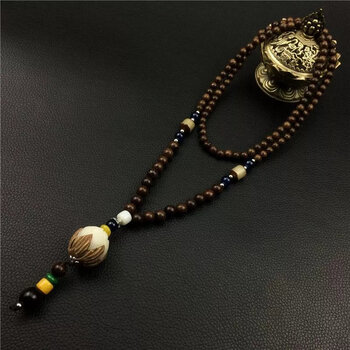 kockle男士挂件脖子上带的木佛珠脖子装饰项链配饰长菩提吊坠衣服挂坠