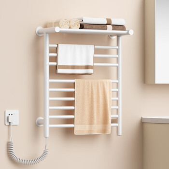 艾芬达（AVONFLOW） 电热毛巾架家用加热浴室毛巾衣物烘干置物架 电热烘干架 GD16白一键开关左出线