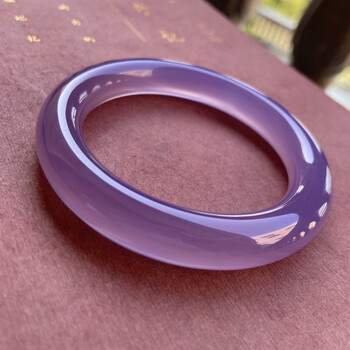 原色紫玛瑙圆条镯子紫罗兰玉髓手镯冰种荔枝冻女款中国风特惠5354圈口