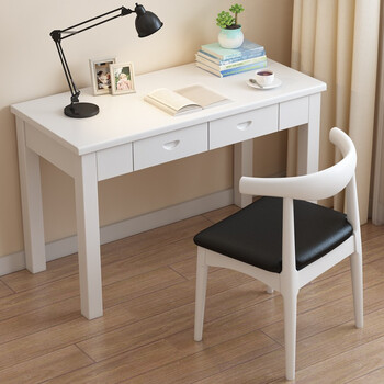 闽行书桌简约现代实木书桌组合台式电脑桌中学生写字桌带书架写字台