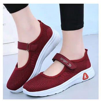 新款北京布鞋女夏季透气黑色拉带鞋软底防滑中老年妈妈鞋广场舞鞋 红