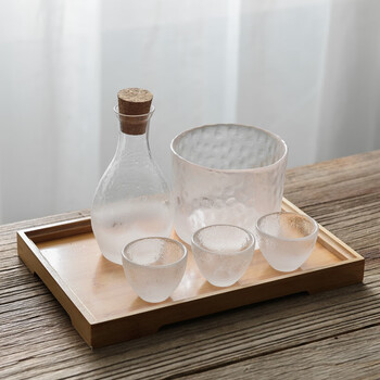 日式云雾玻璃清酒杯一口杯餐厅创意复古锤目纹烈酒杯白酒杯 云雾【1壶