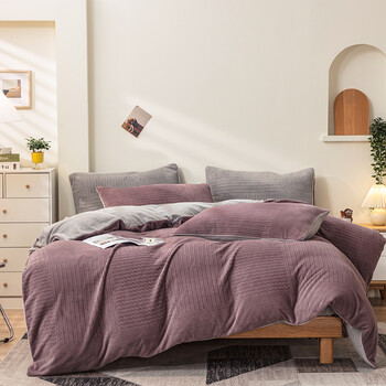 品牌家纺撸猫感牛奶绒保暖四件套双面带绒被套高端冬天加绒床上用品