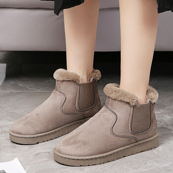 aithree冬天雪地靴女短靴女加绒加厚保暖棉鞋女士短筒靴子防滑一脚蹬