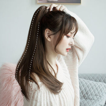 唐妮马尾假发女长发绑带式网红逼真自然高马尾假马尾辫子hmy40cm微翘