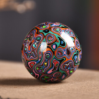 宾昔 大漆珠犀皮漆菠萝漆器大漆手串圆珠念珠老型中国风镶嵌水晶 20mm