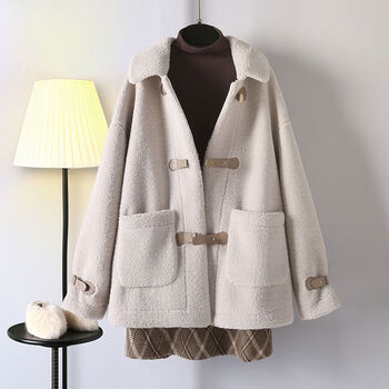 秋冬季连衣裙套装裙子女装200斤秋冬套装女洋气羊羔毛外套显瘦短裙三潮 七天内发出 外套+上衣+短裙 三 XL 建议115-125斤