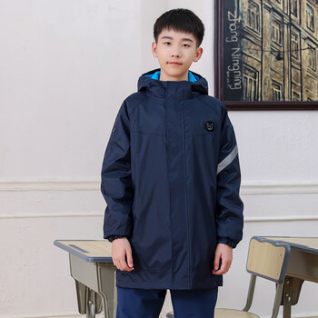 陇聚福校服冲锋衣冬季三合一外套加绒加厚中小学生班服户外冲 藏青色