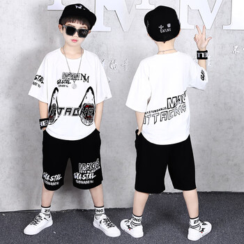 比兔男孩帅气潮装弹吉他六一儿童演出服街舞套装男童夏装嘻哈表演服装