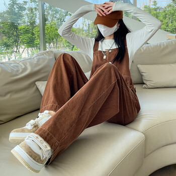 裤酷盐系奶甜牛仔背带裤女夏薄款春秋宽松直筒奶fufu工装连体阔腿裤