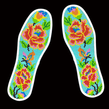 60新品十字绣鞋垫棉新款自己绣半成品针线印绣花图案情侣 桔色 37