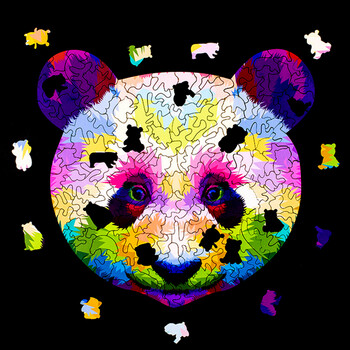 片木质puzzle异形不规则高难度儿童玩具积木礼物黑白熊猫拼图270片