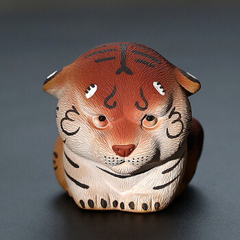 紫砂小老虎茶宠摆件雕塑名家赵永辉茶玩茶道创意精品摆件老虎萌胖虎