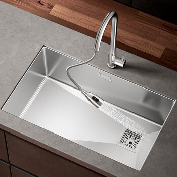 卡贝 厨房水槽单槽304不锈钢洗菜盆大单槽台下盆手工洗菜池洗碗槽