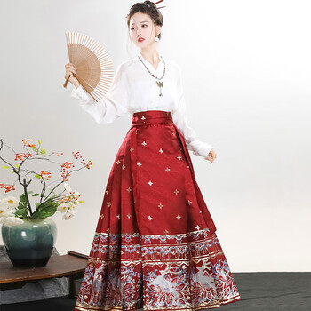 pstp)素订女装官方夏款原创汉服女中国风明制织金妆花马面裙刺绣古风