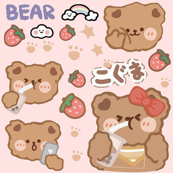 贴纸摩托车可爱装饰贴纸雅迪改造遮挡行李箱防水防晒贴画电奶茶熊a款