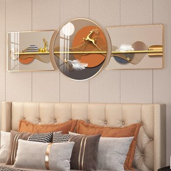 qeedns现代轻奢主卧室装饰画简约床头挂画房间背景墙壁画客厅宾馆墙上