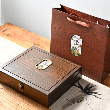 普洱茶礼盒空盒双饼 复古通用普洱茶包装单双饼礼盒100/200/357g茶饼