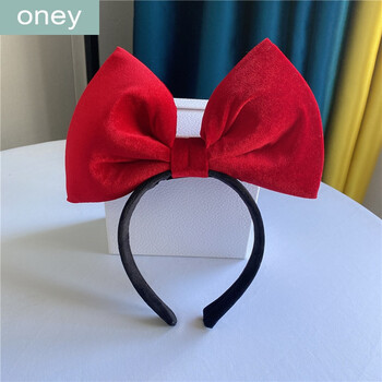 oney同款发卡时尚夸张大号红色蝴蝶结发箍个性潮流红色洋气发箍酒红大
