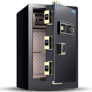 虎牌保险柜 家用小型60cm全钢防盗入墙保管柜指纹密码办公保险箱 博瑞系列 钢琴黑