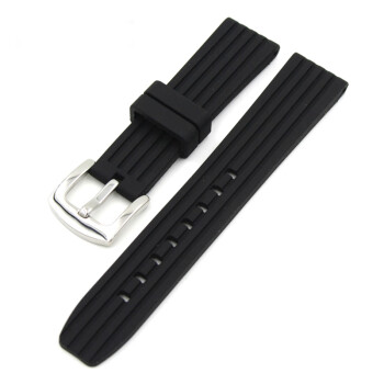 尊耀表带 硅胶橡胶手表带 适用于阿玛尼 卡西欧 米度 精工天梭潜水表带 运动表带 黑色 宽A=22mm