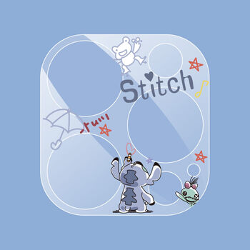 适用苹果14手机卡通玻璃镜头膜11/12pro摄像头保护膜13pr 背影史迪仔