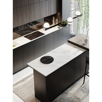 墨绩 开放式厨房吧台上海 304不锈钢岩板吧台中岛厨房整体一体 货款