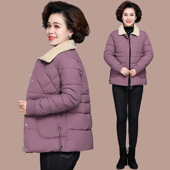 念予妈妈装秋冬装加绒加厚棉服中年女装刺绣棉袄中老年女装洋气带帽