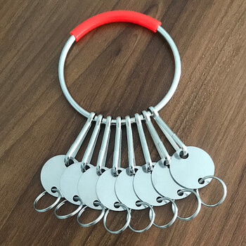 易摘取钥匙串不锈钢加厚钥匙盘医院部门大圈环多把钥匙分类标识牌红柄