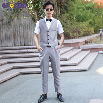 gp国潮男装联名伴郎服西式兄弟装男结婚团服装西装男士衬衫马甲三件