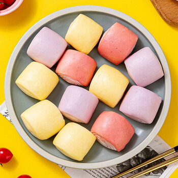 彩虹小馒头包子果蔬儿童营养家庭早餐点心果蔬手工制作速冻包子多口味