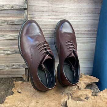 exkd男士手工固特异休闲复古水洗皮鞋舒适皮底商务正装马皮鞋百搭黑色