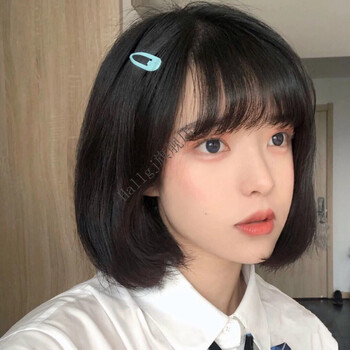 自然假发短直发女可爱网红日系少女软妹空气齐刘海逼真蓬松bobo头自然