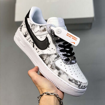 耐克顿水墨男女中国风空军一号低帮运动休闲鞋 石墨色 42