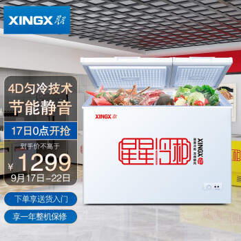 星星（XINGX） 203升 家用商用双温冰柜 双箱冷柜 左冷冻右冷藏冰箱 顶开门大容量 BCD-203EJD