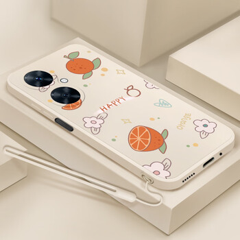 倍思力 华为畅享60Pro手机壳防摔MAO-AL00硅胶保护壳男女款全包卡通软壳 古董白-缤纷柚子+液态硅胶绳