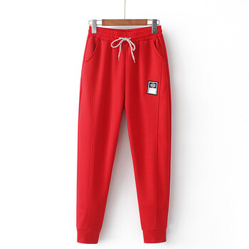 运动裤妈妈秋冬宽松束脚裤中老年休闲长裤时尚洋气卫裤红色加绒2xl