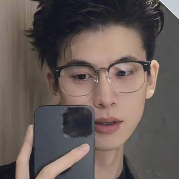 畅财半框眼镜框男款近视可配度数斯文败类眼睛镜架痞帅防蓝光理工男潮