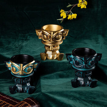 熙辰 三星堆青铜人文创手办摆件祈福神官面具收纳饰品创意高档书桌