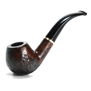 爱斗仕/ADOUS 黑檀木烟斗手工烟斗老式过滤烟丝斗弯式滤芯型实木斗送礼 860随机雕花