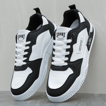 兹麟峰男鞋2023新款秋冬季透气防滑板鞋时尚小白鞋子男生运动百搭潮鞋 LM-53白黑 42
