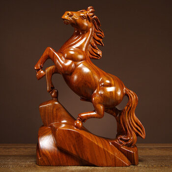 杞沐花梨木雕马摆件实木马雕刻工艺品红木马摆件木马摆件家居开业礼品