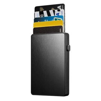 NewBring 潮牌金属卡包超薄自动弹出式卡盒男女钱夹碳纤维防消磁盗刷卡套 黑色