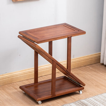 移动折叠式茶水架实木茶台茶水柜家用沙发边几阳台小茶几泡茶桌子折叠