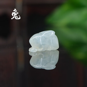 小小钰 天然a货翡翠兔子吊坠a货缅甸玉兔挂坠冰透立体小巧生肖小兔子
